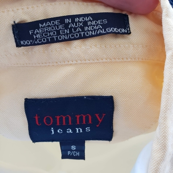 Tommy Girl Jeans Vintage Small Pale Orange Quarter Sleeve Button Up Shirt Y2K - Picture 9 of 9